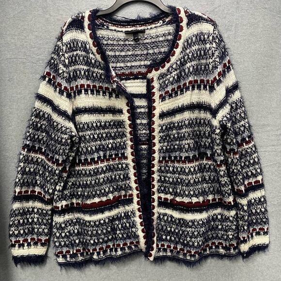 Lane Bryant Striped Eyelash Open Front Cardigan Size 14/16 - Picture 2 of 6